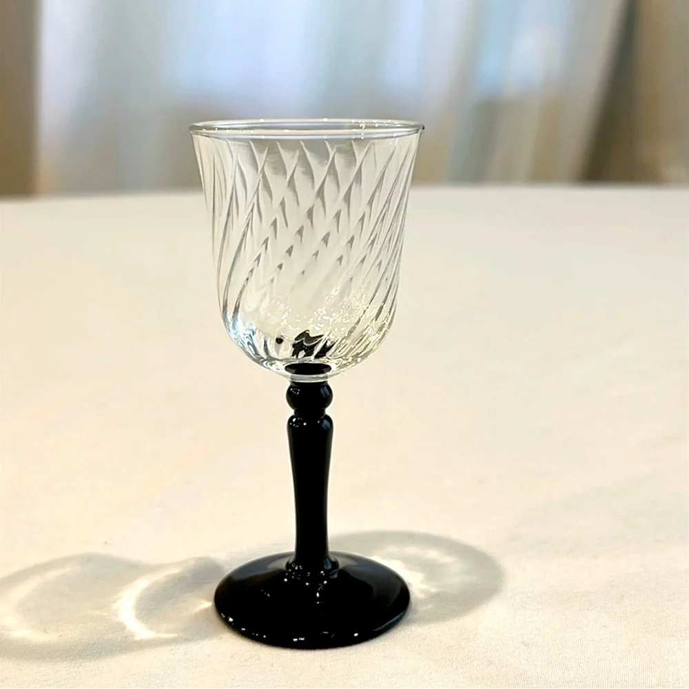 VTG Luminarc France Black Stem Cordial Glass Set